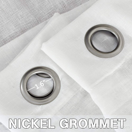 Semi Sheer White Curtains Nickel Grommet Linen Curtain
